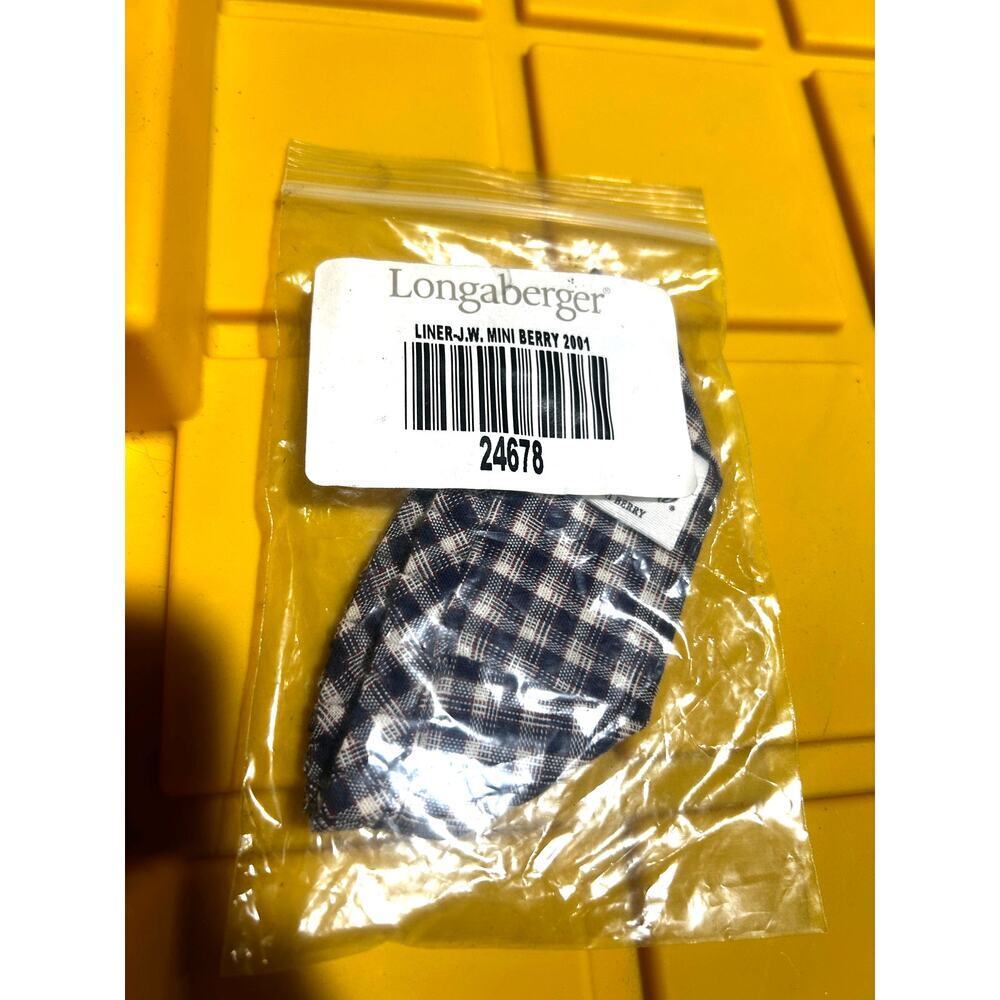 Longaberger JW MINI BERRY Basket‎ Liner PLAID Fabric NEW